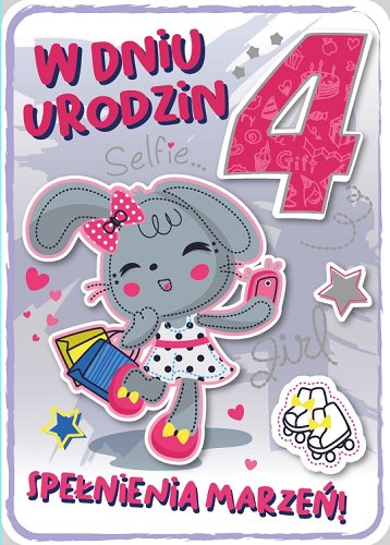Kartka na 4 urodziny dla dziewczynki GM 688