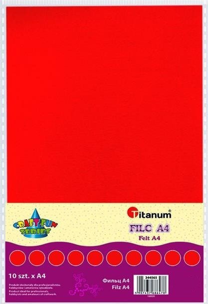 Titanum Filc arkusz A4 10szt czerwony