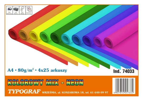 TYPOGRAF Papier TYPOGRAF 74033 Mix Kolorowy Neon