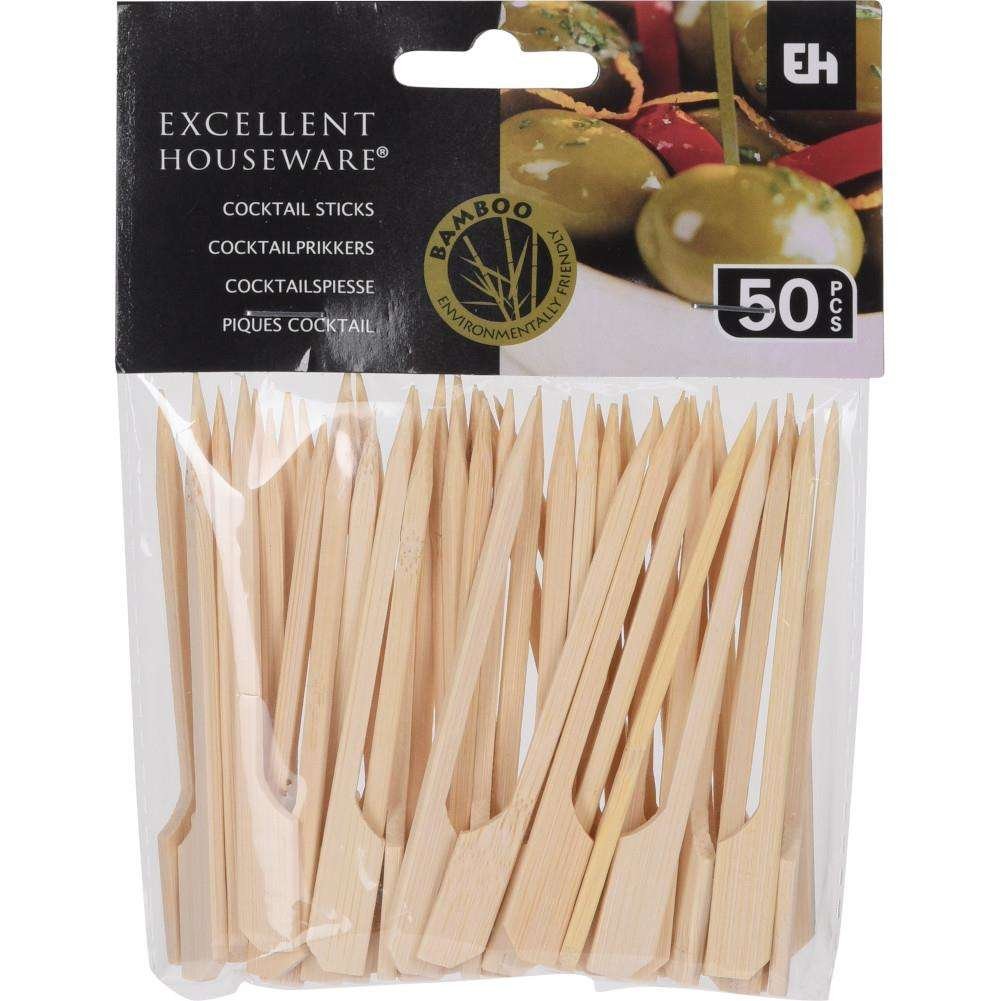 EH Excellent Houseware Wykałaczki DREWNIANE szpikulce bambusowe do przystawek przekąsek szaszłyków 9 cm 50 sztuk 144305