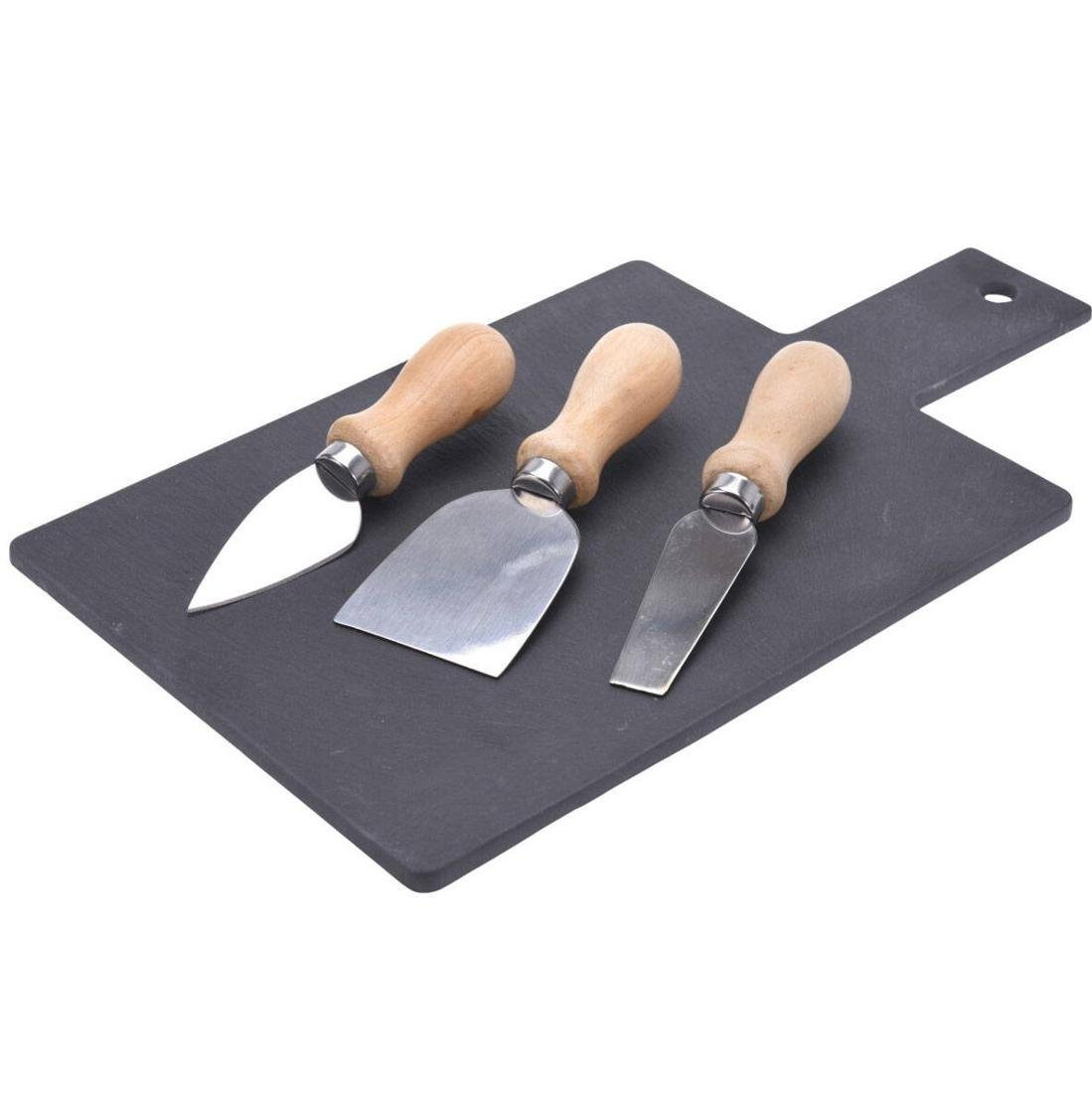 Excellent Houseware Deska do krojenia KAMIENNA serwowania SERÓW sera z nożami noże 3 sztuki 128036