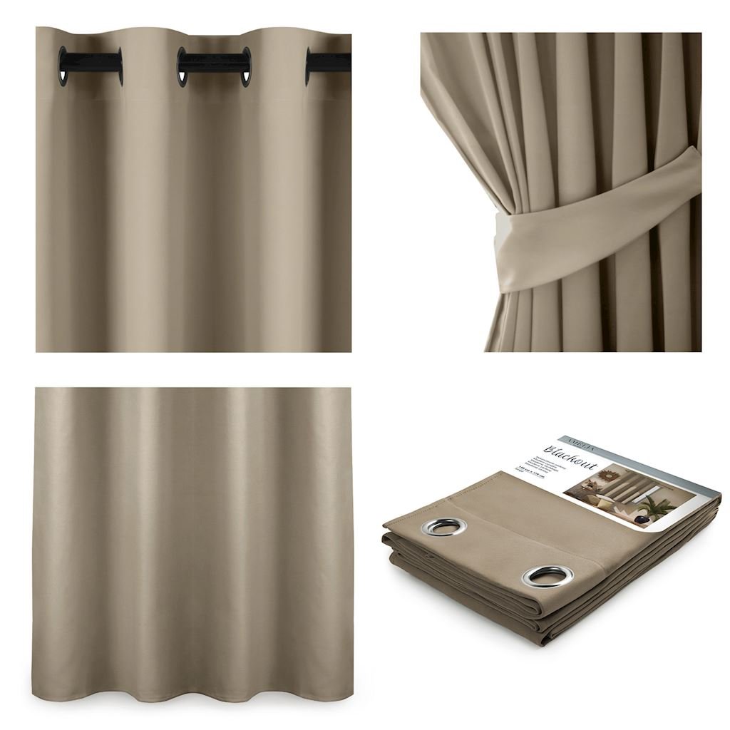 Zasłona, beżowy, 140x175, 1szt.