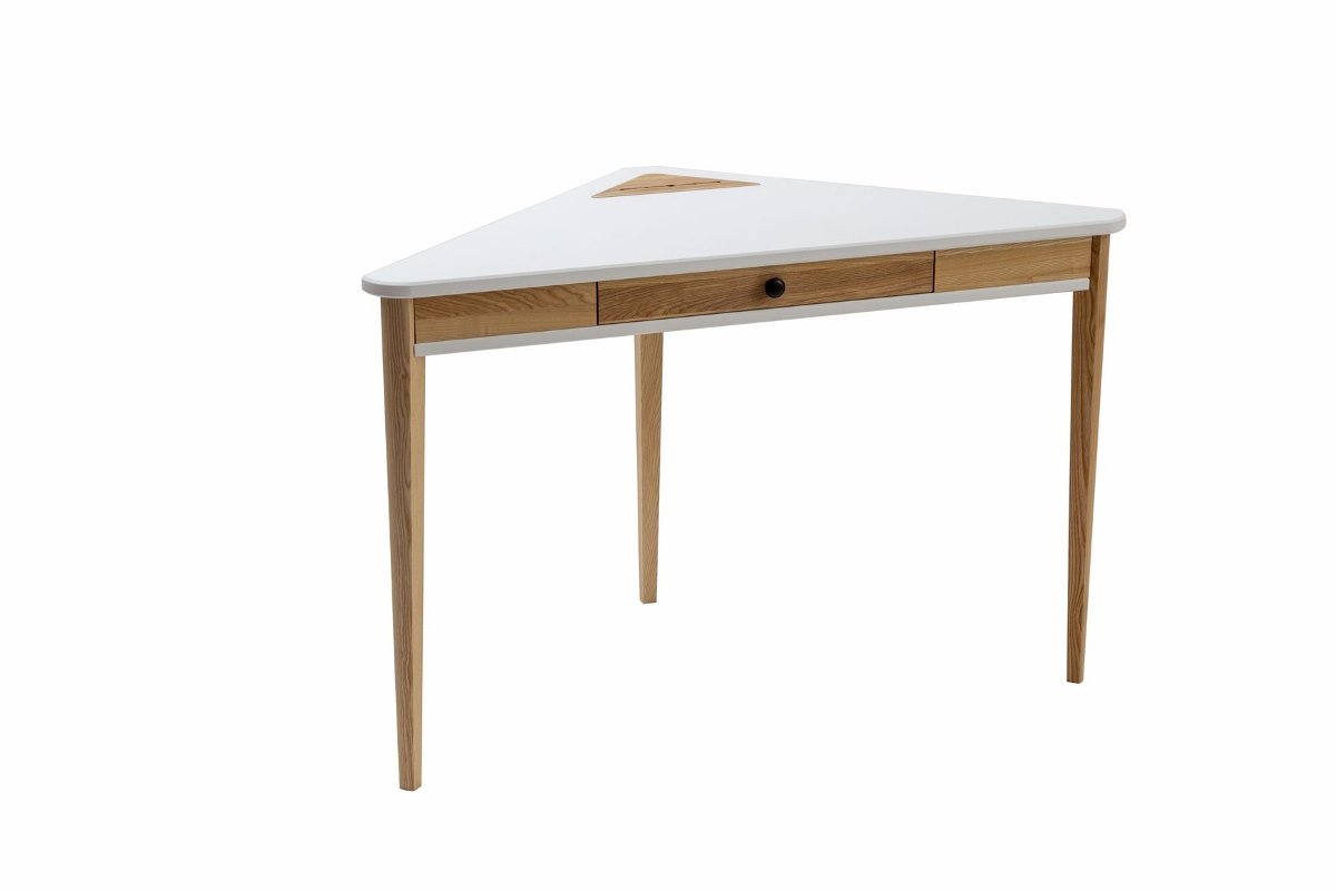 Biurko Narożne RAGABA ASHME, biało-brązowe, 75x114x61 cm