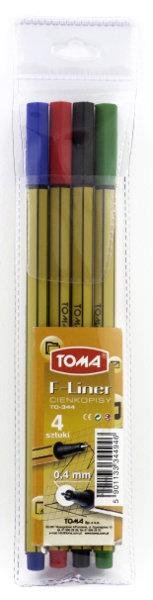 TOMA Cienkopis F-LINER TO-344 0.4 mm 4 kolory w etui