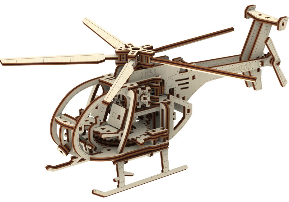 Wooden City Helikopter Puzzle 3D Model Mechaniczny