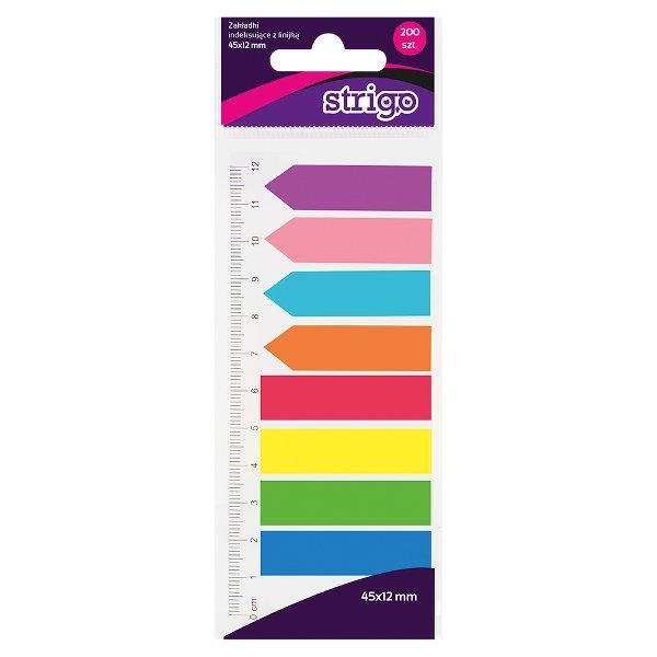 Strigo Zakładki indeksujące Neon z linijką 45x12mm STRIGO