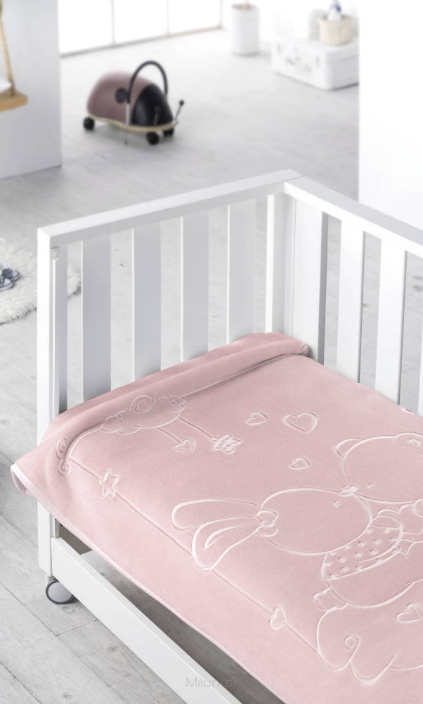 Pielsa Baby, Koc dziecięcy, premium otulacz Besos, Różowy, 110x140 cm
