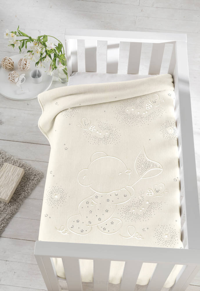 Pielsa Baby, Koc dziecięcy/Otulacz, premium, Osito Mariposa Crystal, Niebieski, 110x140 cm