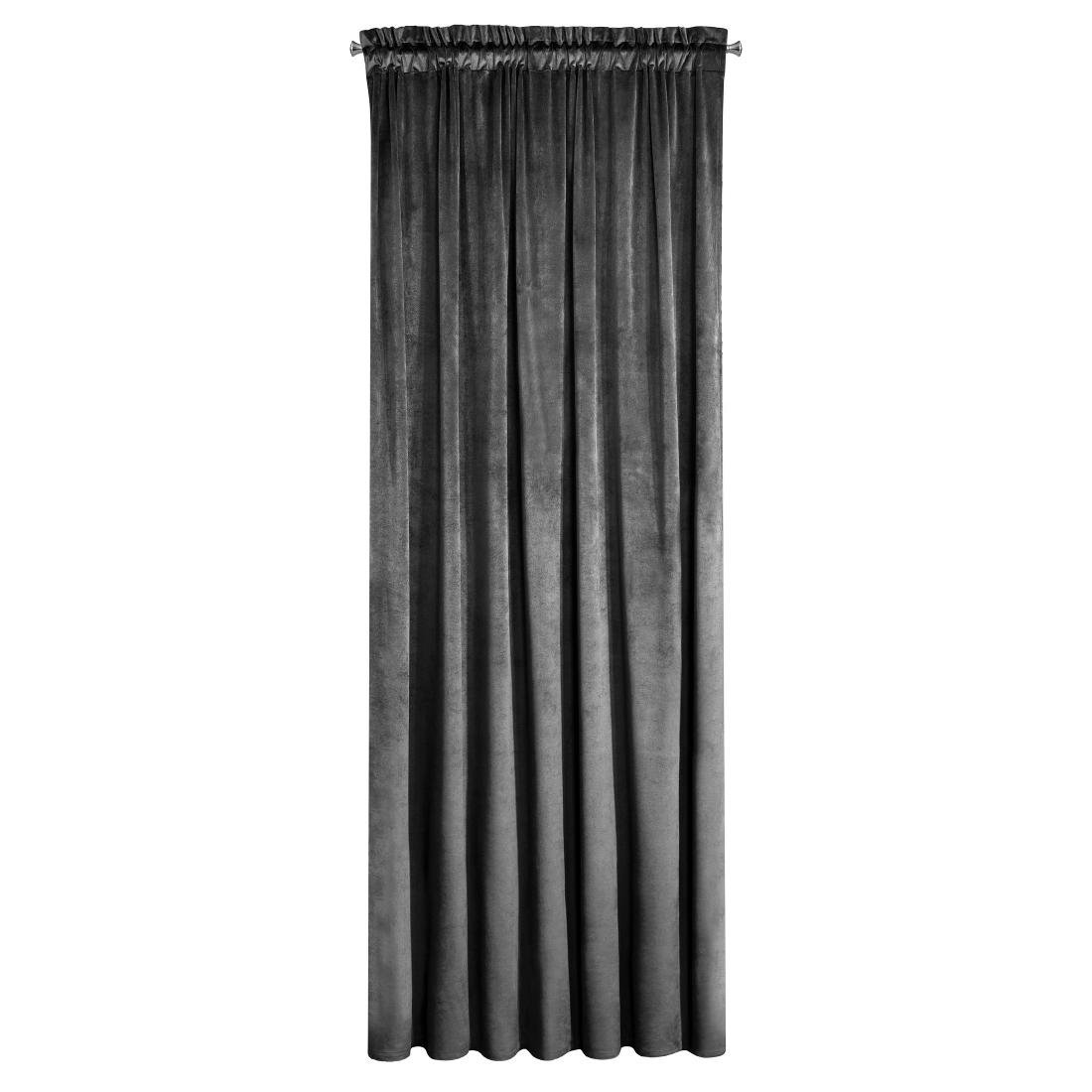 Eurofirany Zasłona welwetowa Rosa na taśmie 140x270 Czarna ex-z-rosa-czar-140x270-t