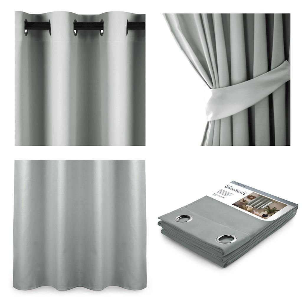 Zasłona AMELIA HOME EYELETS, srebrna, 140x175 cm