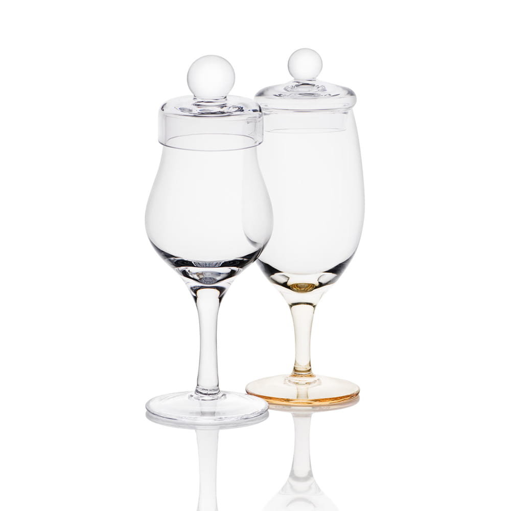 Amber Glass zestaw 2 degustacyjnych kieliszków do whisky z pokrywkami