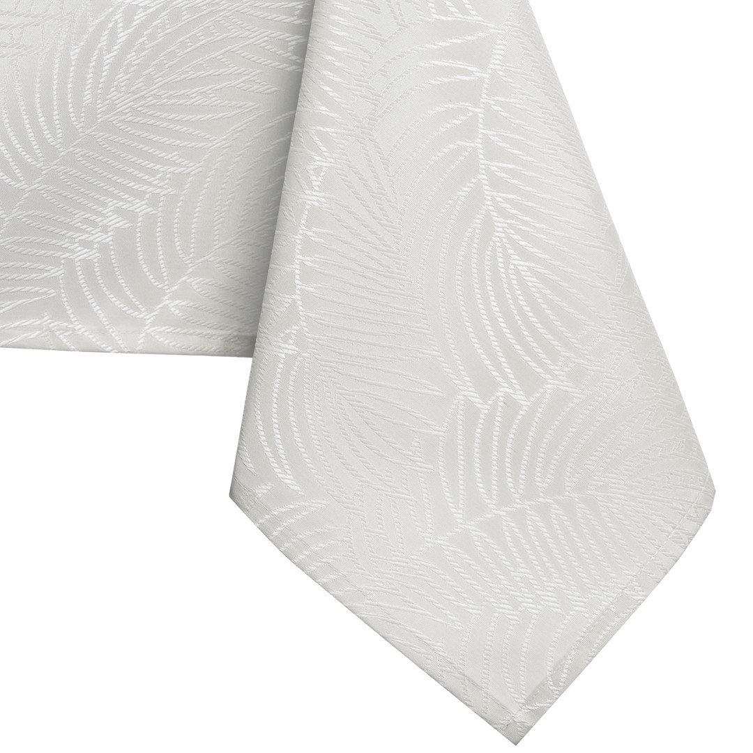 Obrus Gaia Kremowy Tłoczony Roślinny 120x200 owal AmeliaHome - TCLOTH/AH/GAIA/HMD/CREAM/O120X200