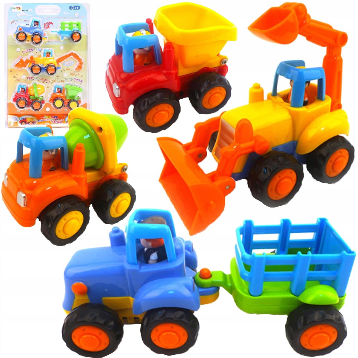 Pojazdy Auta Budowlane Zestaw 4SZT Koparka Traktor