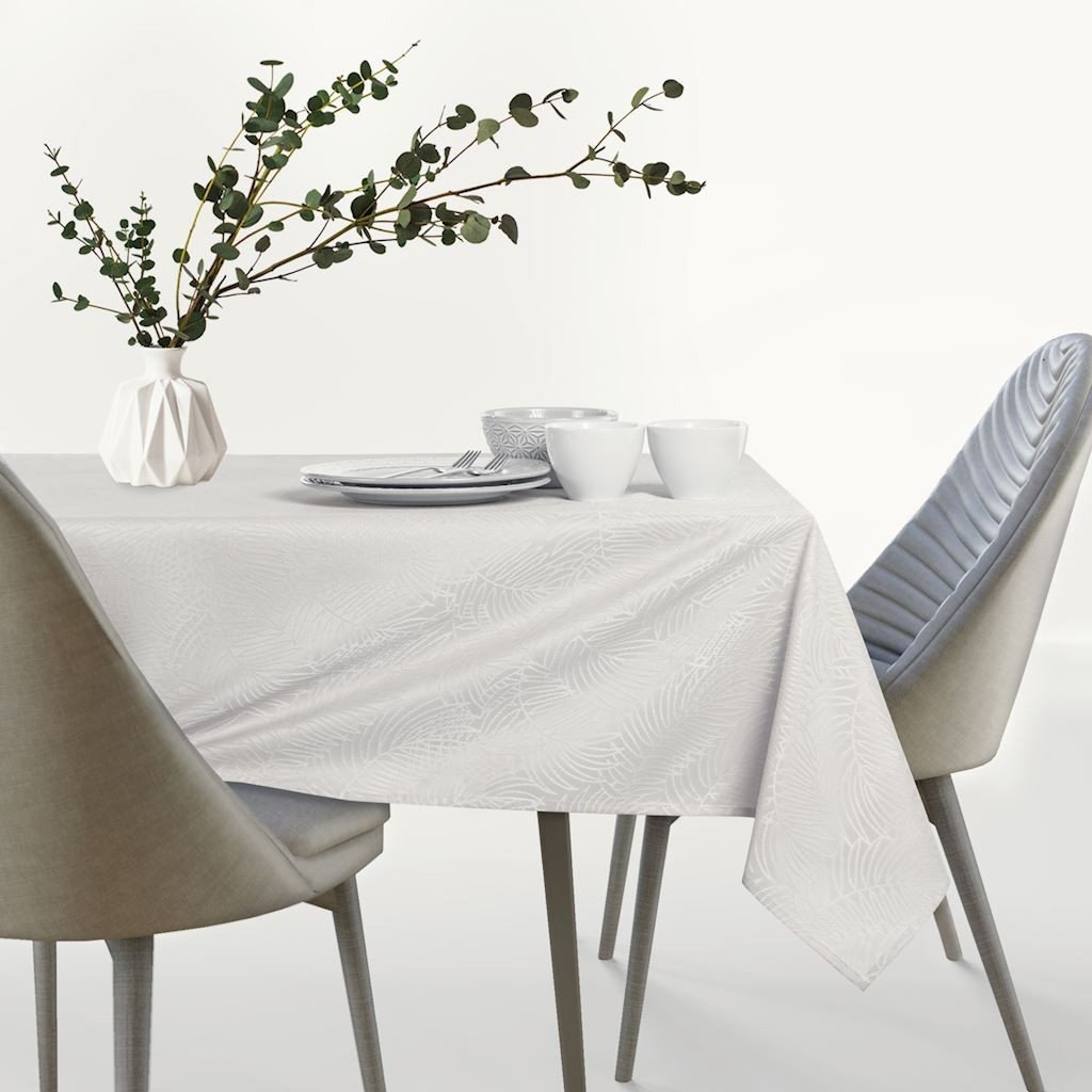 Obrus Gaia Kremowy Tłoczony Roślinny 155x250 owal AmeliaHome - TCLOTH/AH/GAIA/HMD/CREAM/O155X250