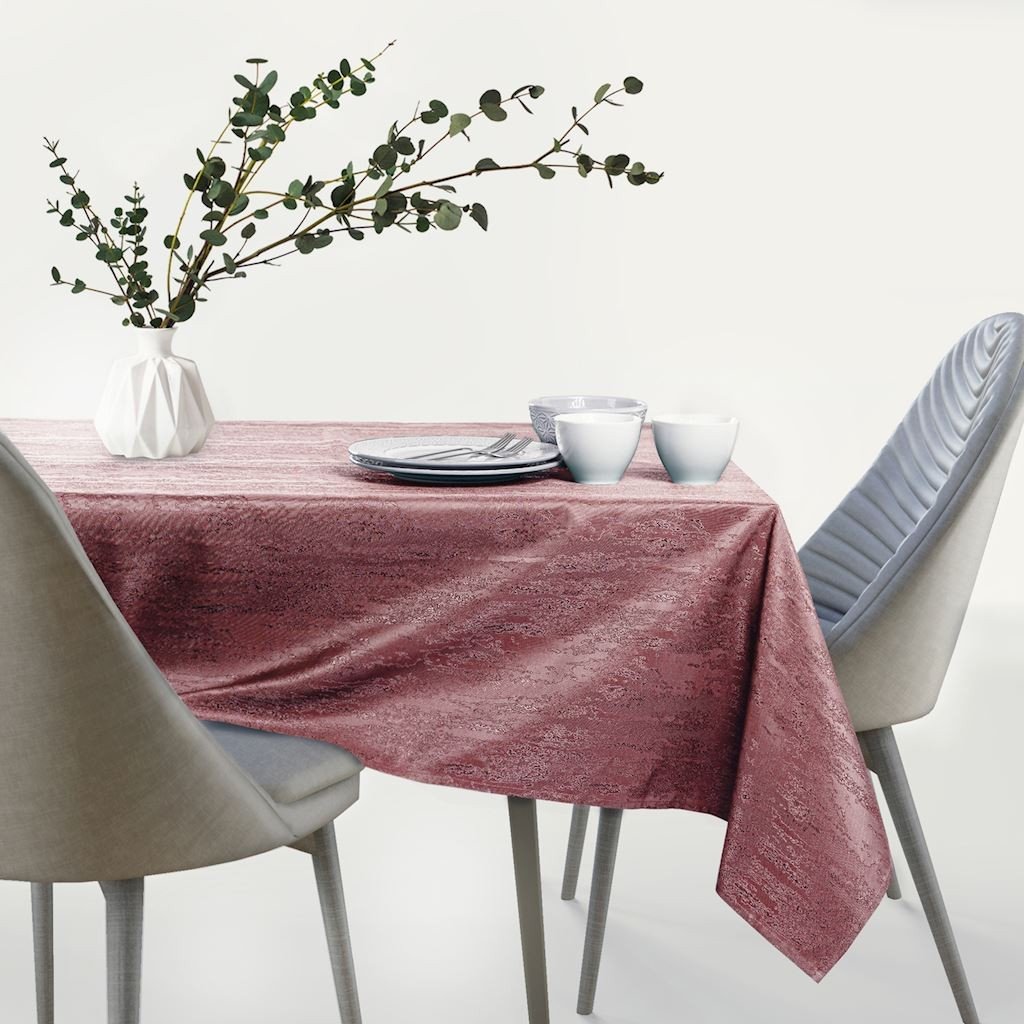 Obrus Vesta Różowy Tłoczony Nowoczesny 155x450 owal AmeliaHome - TCLOTH/AH/VESTA/HMD/OLDROSE/O155X450