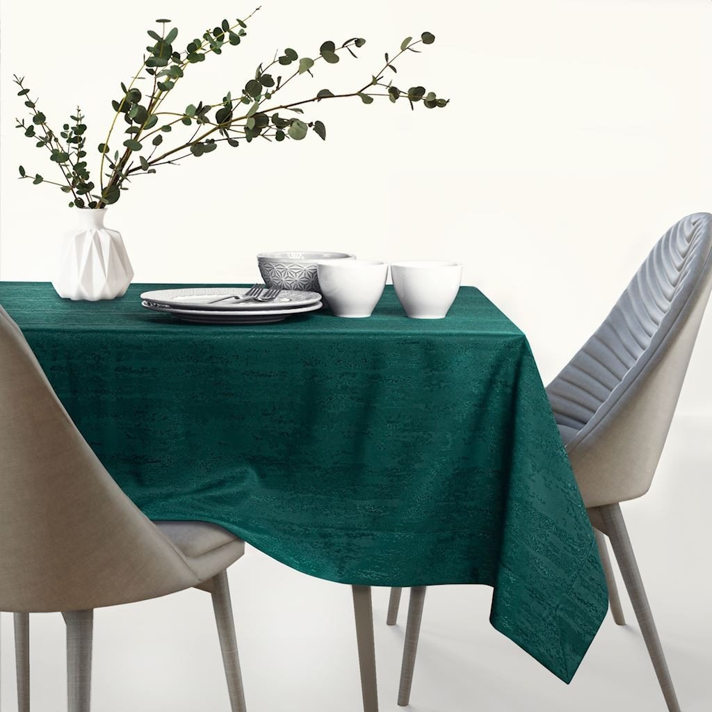 Obrus Vesta Butelkowa zieleń Tłoczony Nowoczesny 130x130 AmeliaHome - TCLOTH/AH/VESTA/BRD/BOTTLEGREEN/130X130