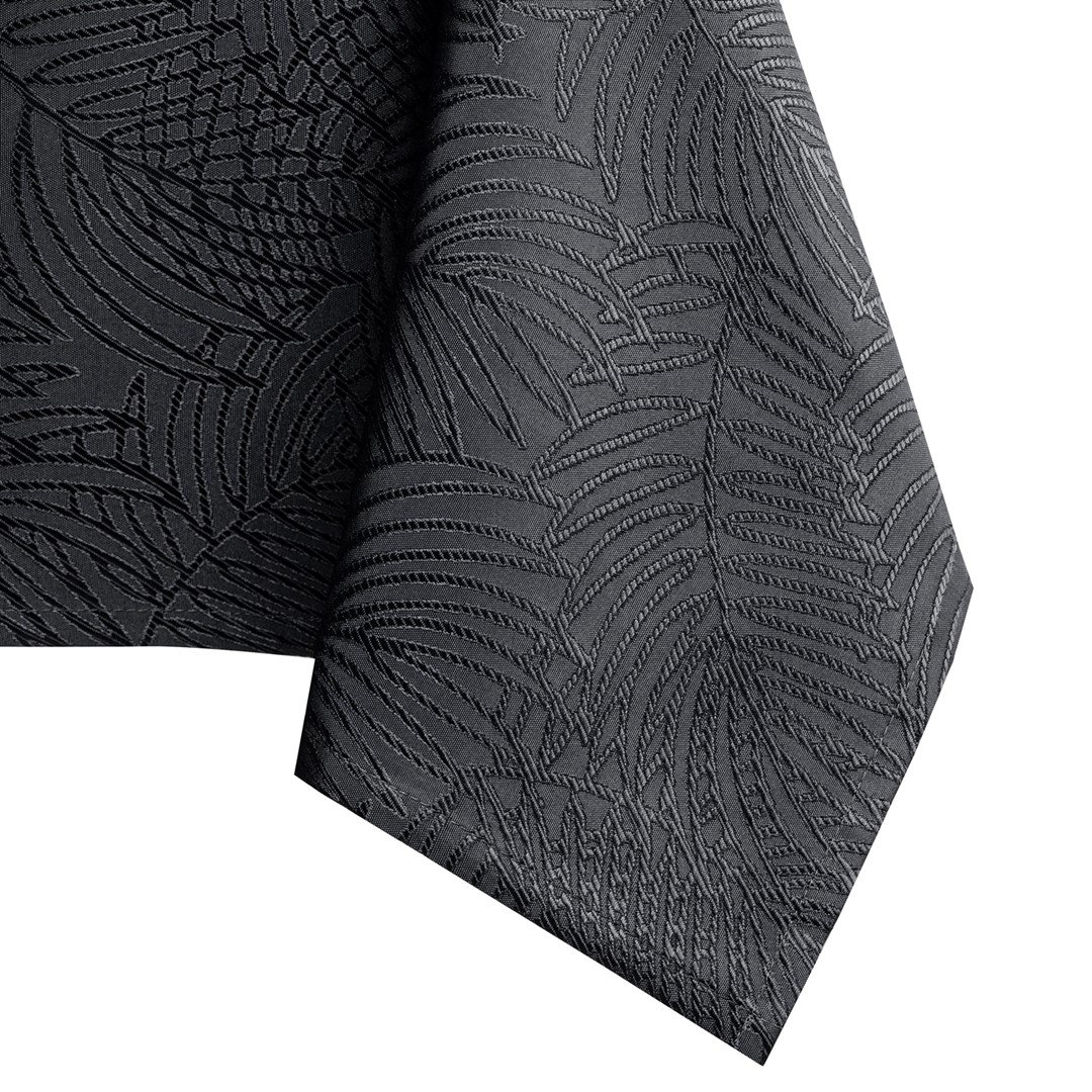 Obrus Gaia Grafitowy Tłoczony Roślinny 120x220 owal AmeliaHome - TCLOTH/AH/GAIA/HMD/DARKGREY/O120X220