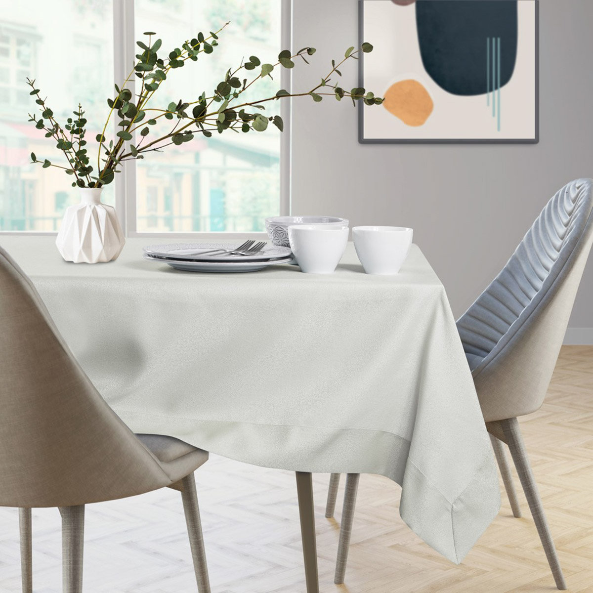 Jasnokremowy obrus AmeliaHome Empire Cream, 140x220 cm