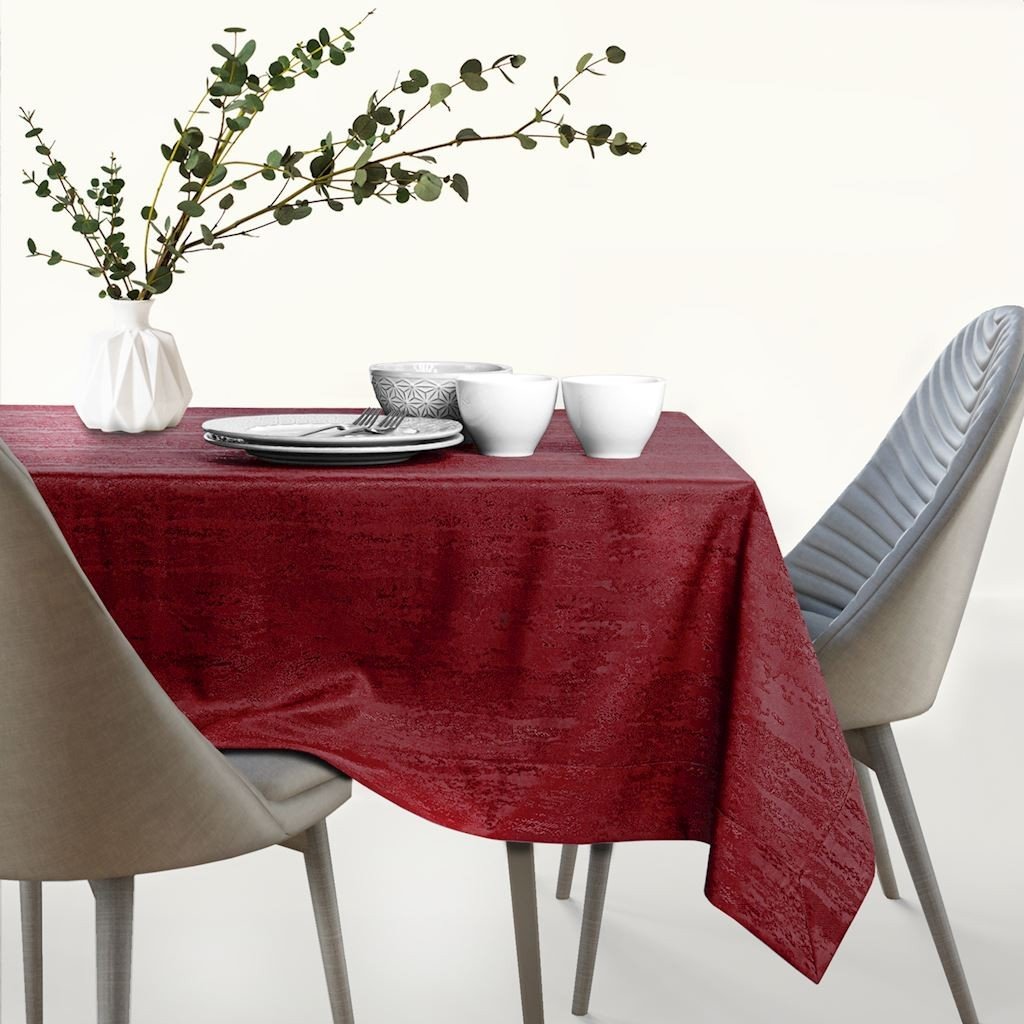 Obrus Vesta Bordowy Tłoczony Nowoczesny 120x160 AmeliaHome - TCLOTH/AH/VESTA/BRD/CLARET/120X160