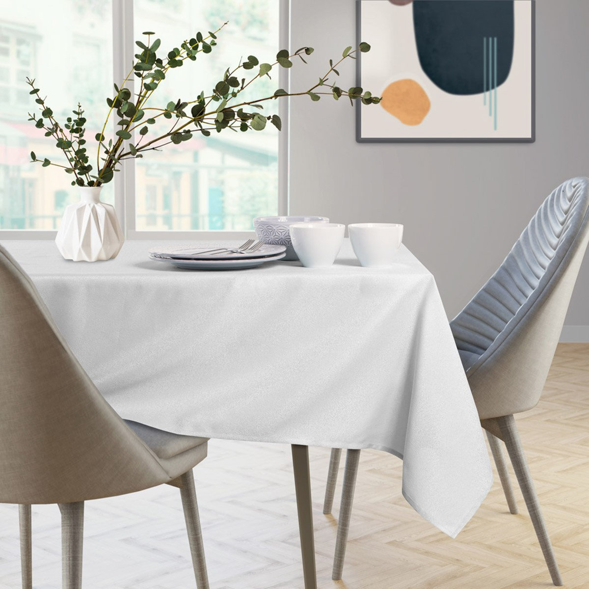 Biały obrus AmeliaHome Empire White, 140x300 cm