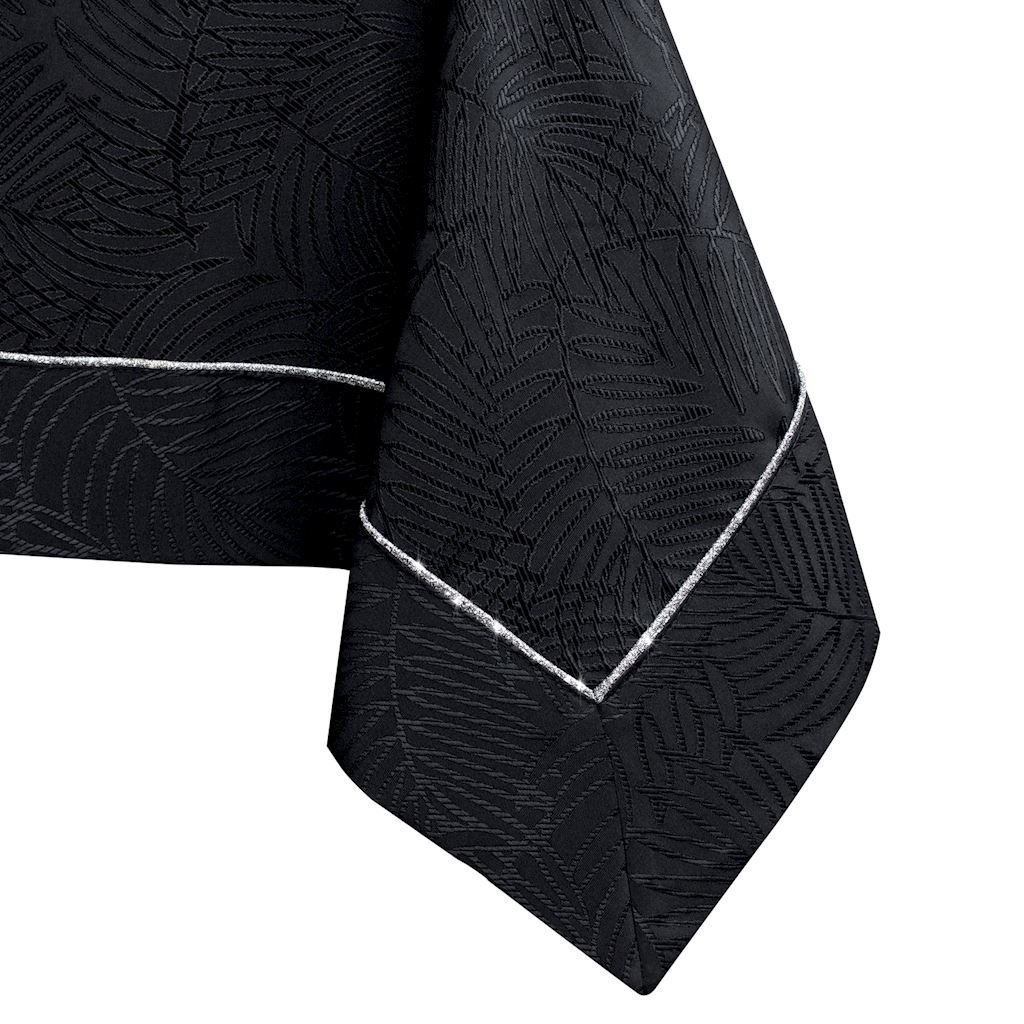 Obrus Gaia Czarny Tłoczony Roślinny 140x280 AmeliaHome - TCLOTH/AH/GAIA/BRD/PPG/BLACK/140X280