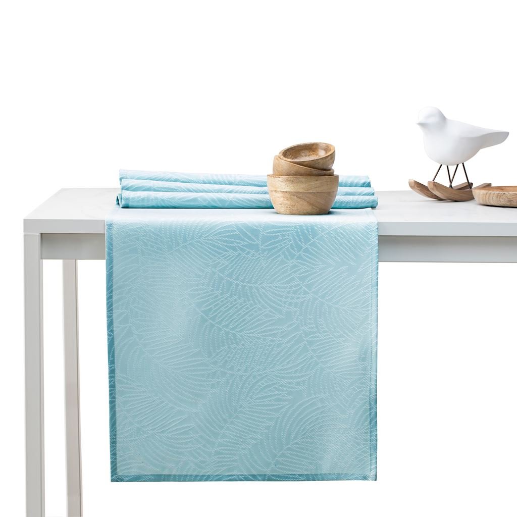 Obrus Gaia Niebieski Tłoczony Roślinny 115x250+35x250 AmeliaHome - TCLOTH/AH/GAIA/HMD/RETROBLUE/SET/115x250+35x250