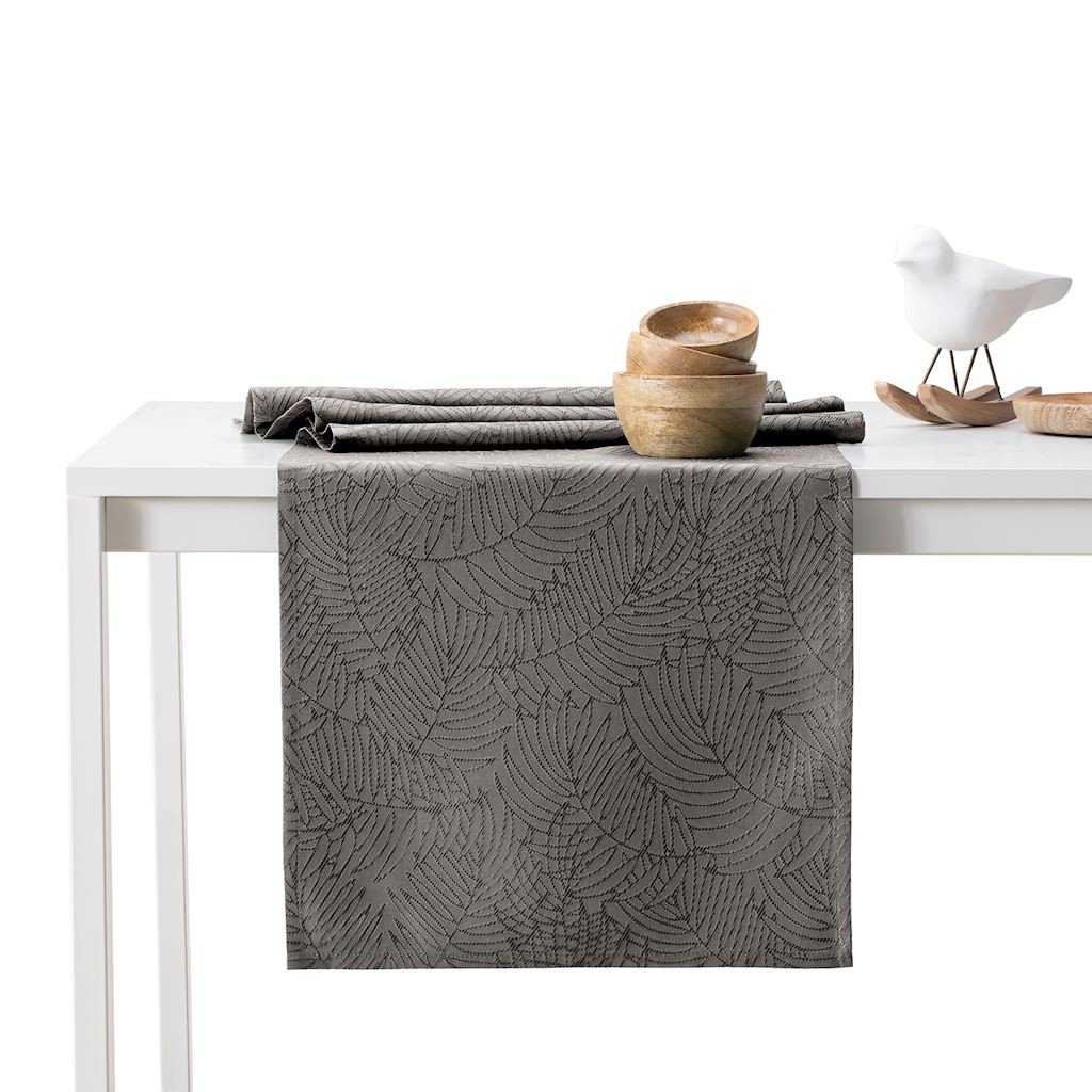 Obrus Gaia Brązowy Tłoczony Roślinny 115x250+35x250 AmeliaHome - TCLOTH/AH/GAIA/HMD/COCOA/SET/115x250+35x250