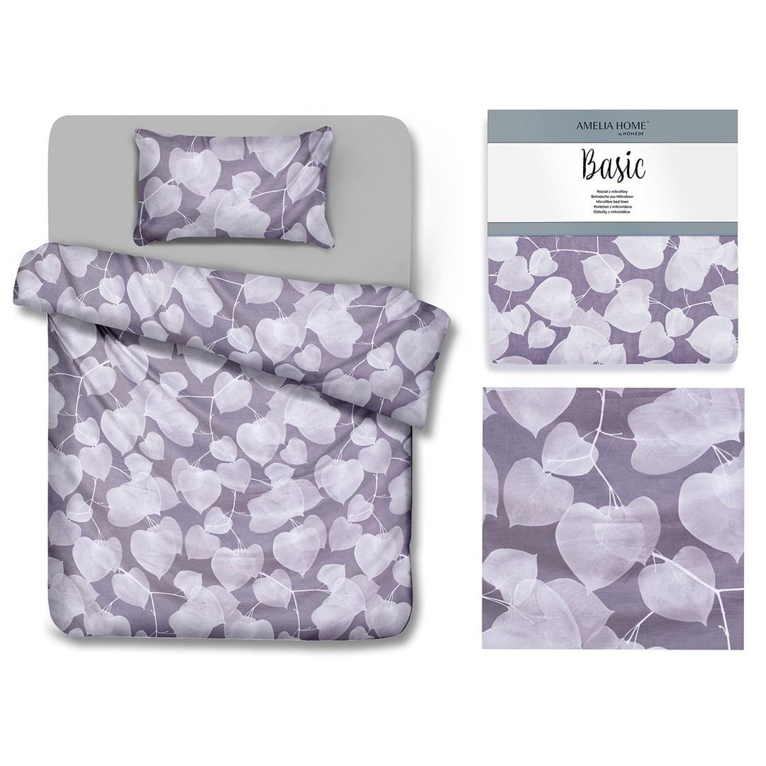 AmeliaHome Pościel LINDEN DARK 135X200 + 80X80*1 fiolet