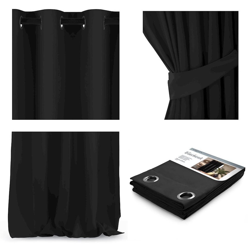 AmeliaHome Zasłona na przelotkach 140X270 Czarny 1szt.