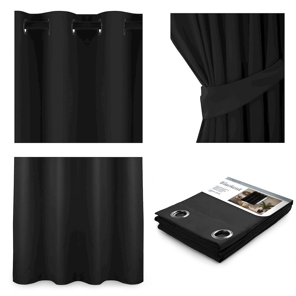 AmeliaHome Zasłona na przelotkach 140X175 Czarny 1szt.