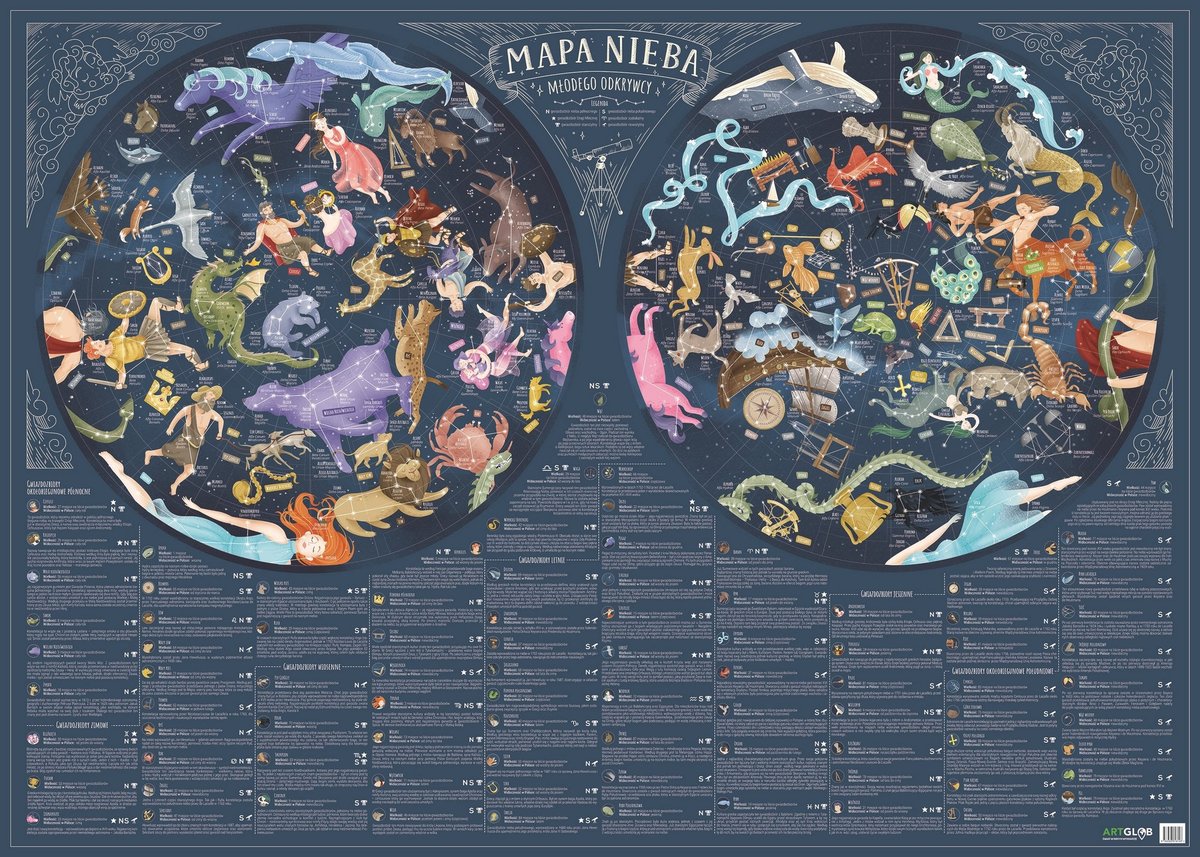 ArtGlob, Mapa Nieba Młodego Odkrywcy mapa ścienna dla dzieci - naklejka XL