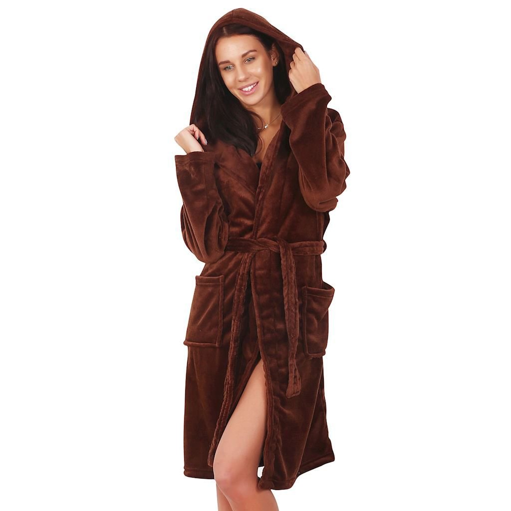 Szlafrok unisex DECOKING, brązowy, rozmiar XS