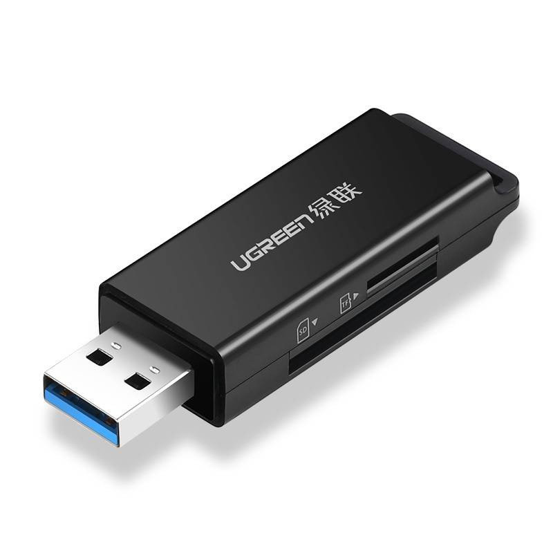 UGREEN ugreen USB 3.0 card reader Micro SD Card Reader USB Card Reader jednoczesne auslesung firmy 2 karty SD Slots na karty SD, SDHC, SDXC, Micro SD, Micro SDHC, SDXC, MMC, RS-MMC itp, czarna 40752