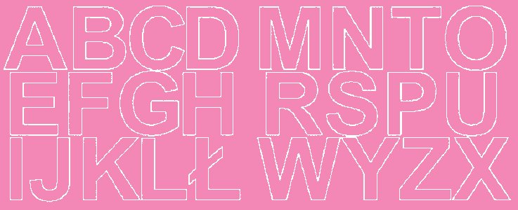 Litery samoprzylepne z połyskiem, różowe, 6 cm