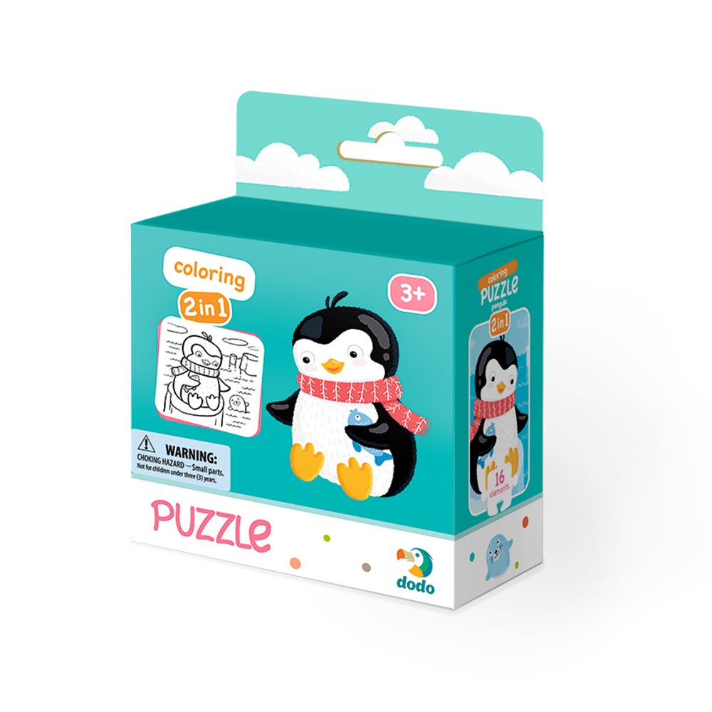 Puzzle Edukacyjne Kolorowanka Pingwin 2w1 dzieci