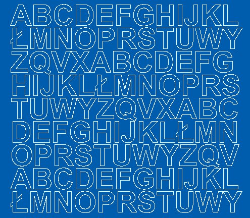 Litery samoprzylepne matowe, niebieskie, 2 cm