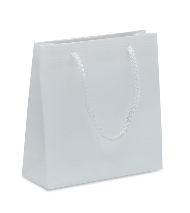 Torba prezentowa, Prestige, biała prążek, 15x6x15 cm