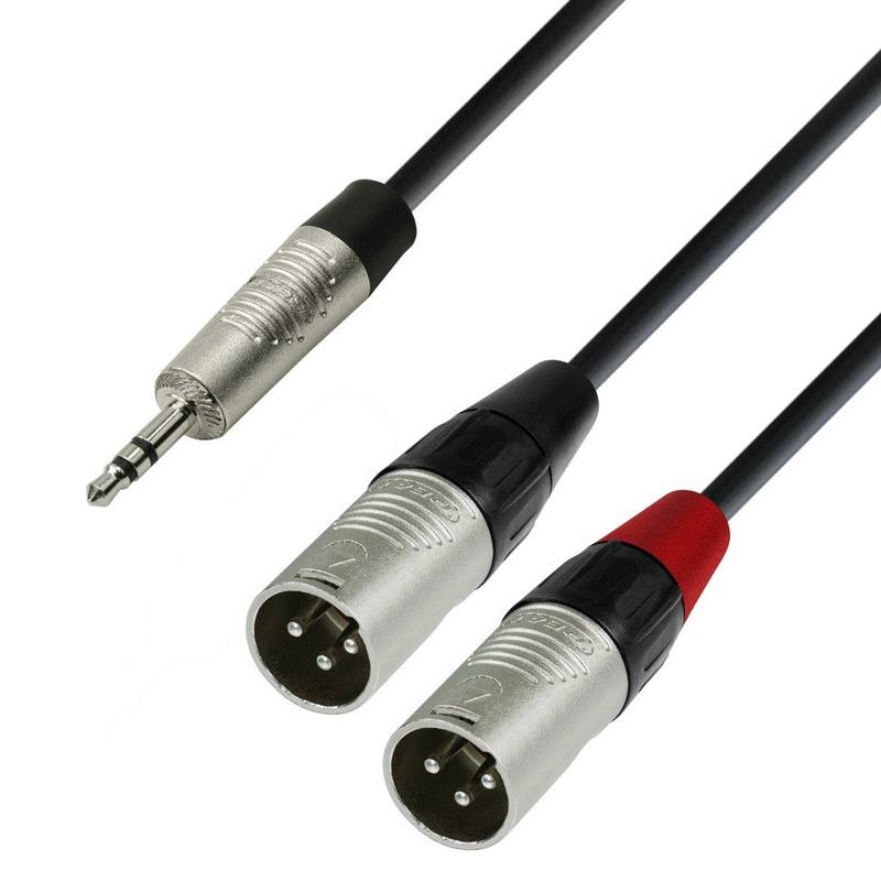 ah Cables adam hall 4 Star Series rean instrument przewód o długości 3 m, jack 3,5 MM na 2 X XLR męski) K4YWMM0300