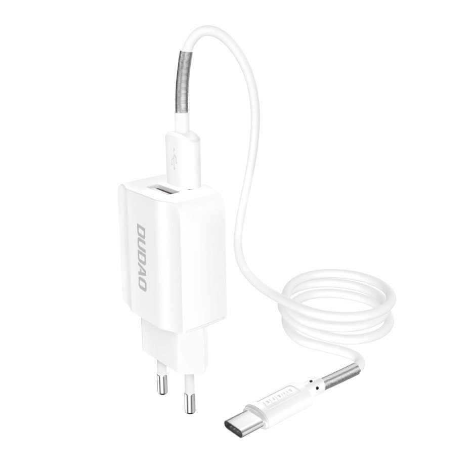 Dudao Ładowarka sieciowa EU 2x USB 5V/2.4A + kabel USB Typ C biały (A2EU + Type-c white)