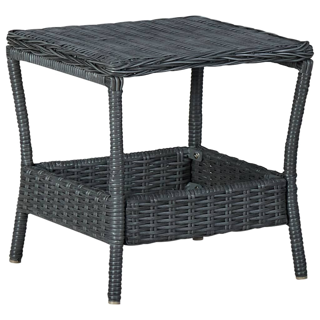 vidaXL Stolik ogrodowy, ciemnoszary, 45x45x46,5 cm, polirattan