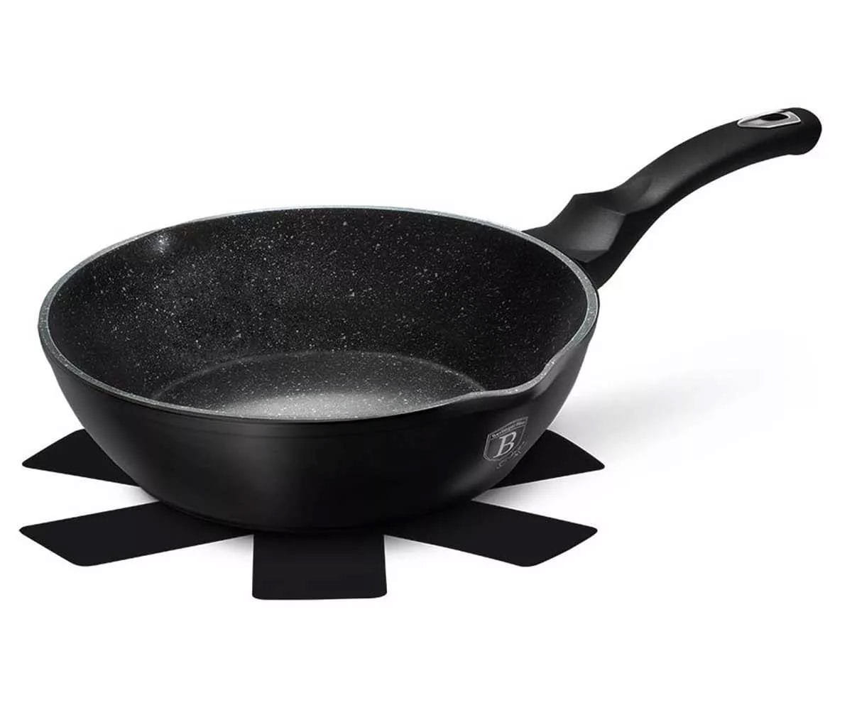 Berlinger Haus Patelnia PATELNIA GRANITOWA 24CM WYLEWKI GŁĘBOKA BLACK SILVER BH-6185 BH-6185