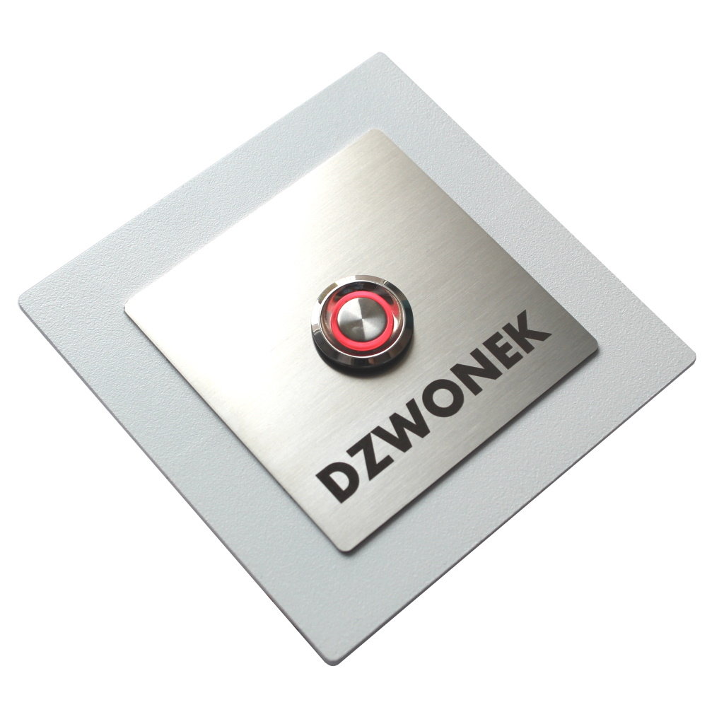 Przycisk dzwonka do domofonu wyjścia wejścia furtki bramy drzwi INOX LED 9/12/24/230V, srebrno-biały