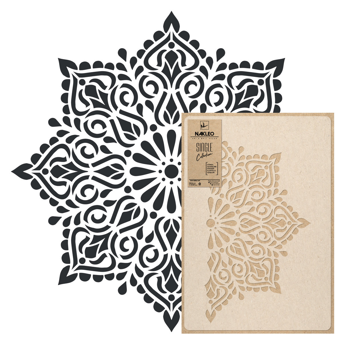 Nakleo szablon malarski wielokrotny // KWADRATOWA MANDALA - MEDIUM (średnica 59cm)