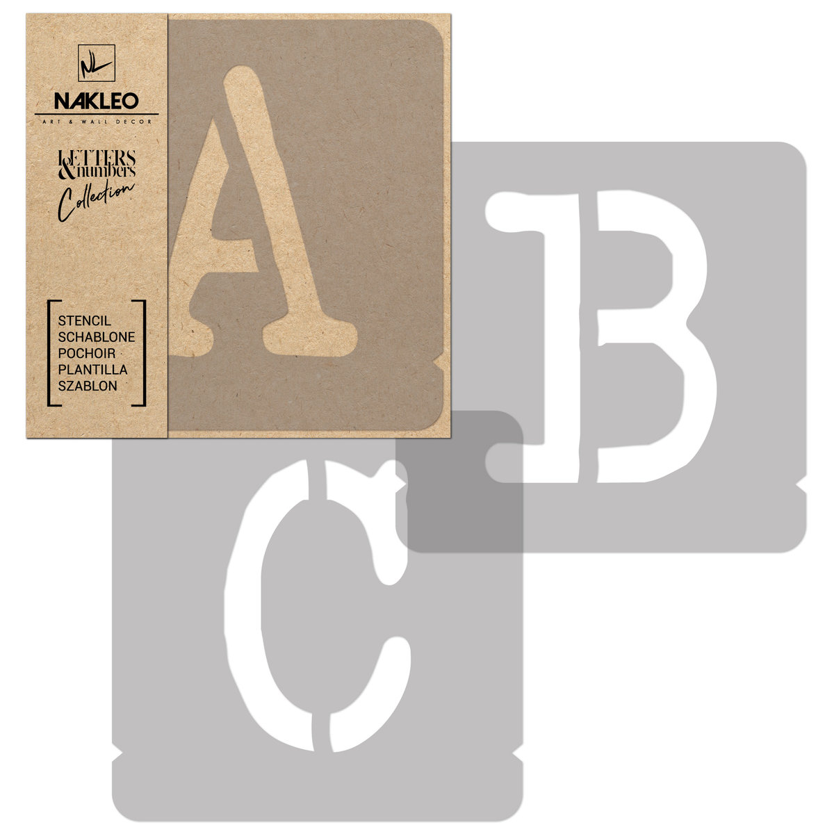 Nakleo szablon malarski wielokrotny // litery i cyfry 250 mm // Typewriter Wielkie SZA-FON-007_25