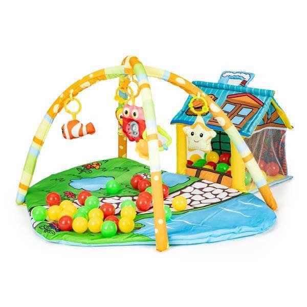 EcoToys Mata edukacyjna dla niemowląt, zabawki, domek, 30 piłeczek