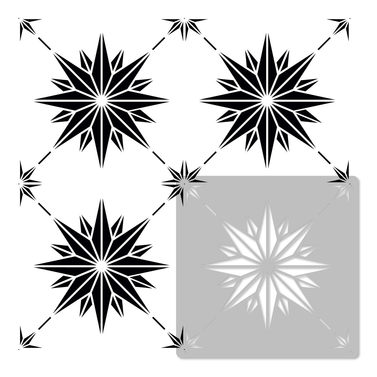 Nakleo szablon malarski wielokrotny // ORNAMENT SECESYJNY - BORDER #2 - Rozmiar M (21x45 cm)