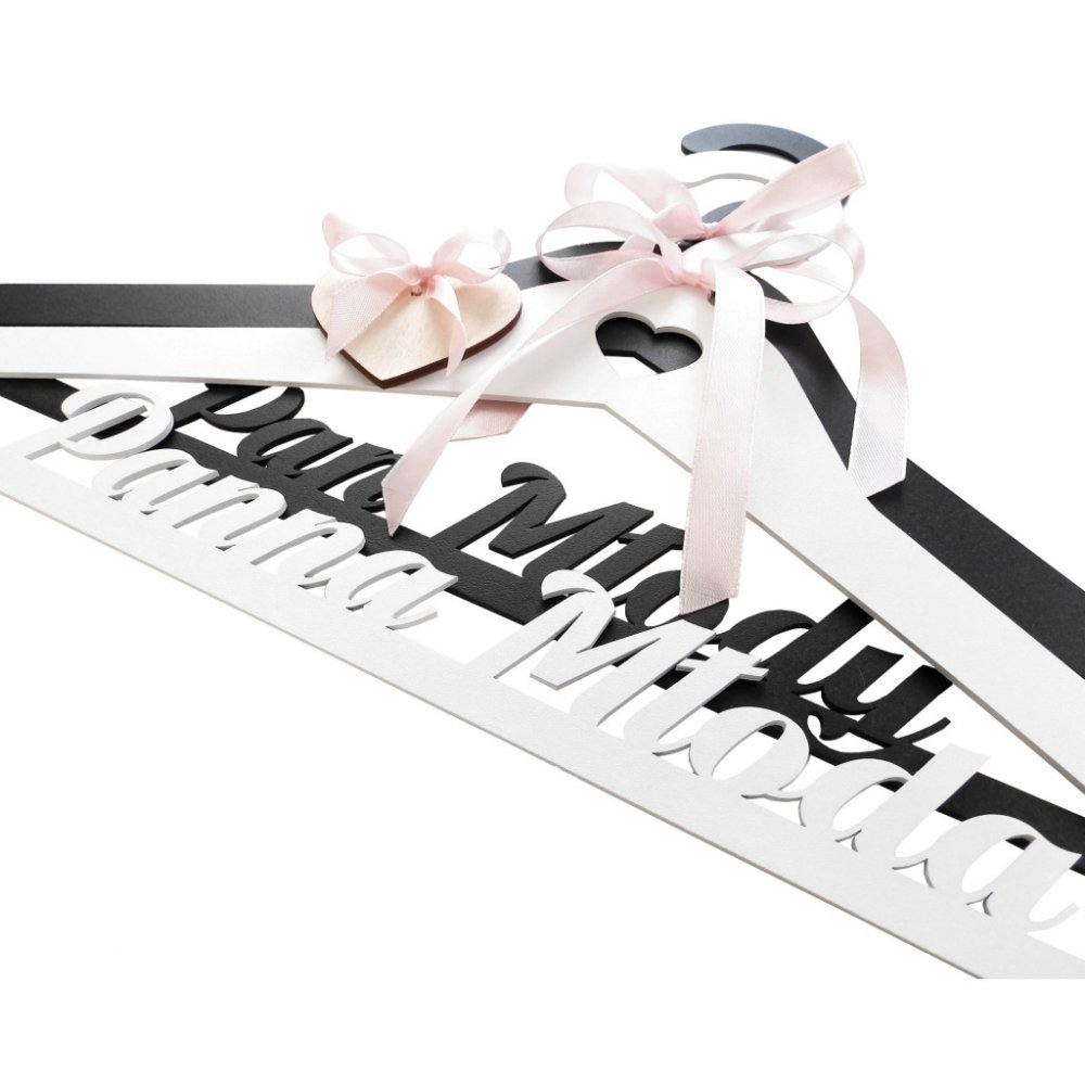 Metalowe spersonalizowane wieszaki ślubne młoda para ślub Panna Młoda i Pan Młody