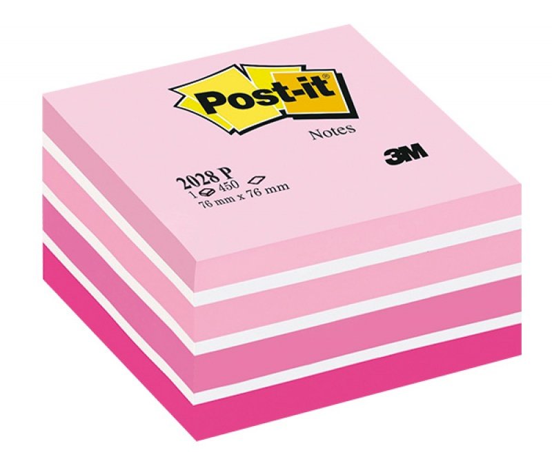 Kostka samoprzylepna, Post-It, różowa akwarelowa, 76 x 76 mm