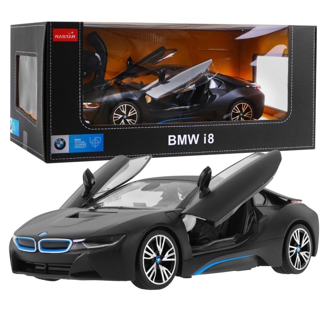 Rastar, auto zdalnie sterowane samochód R/C BMW i8 Czarny 1:14 RASTAR