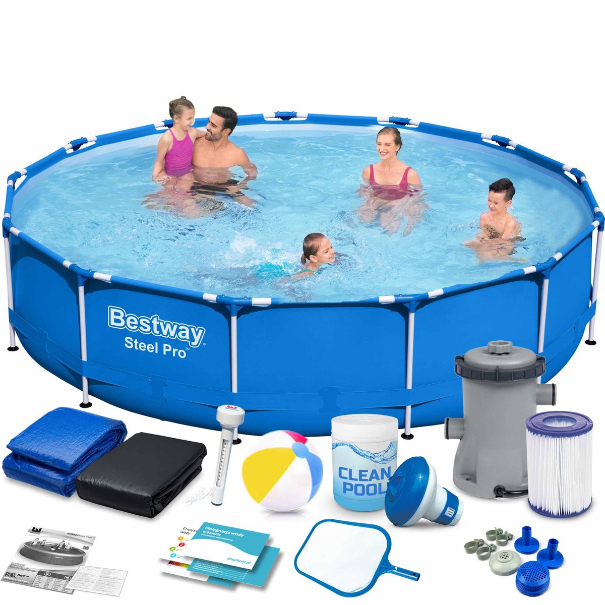 Bestway Basen ogrodowy stelażowy 396 x 84 cm 16w1 5612E 5612E-15W1